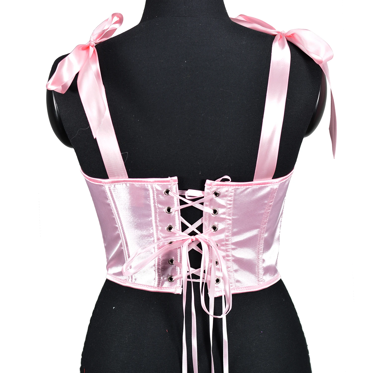 Lace Up Bustiers Vest with Strap Slimming Body Shaper Outwear Women's Brocade Overbust Corset