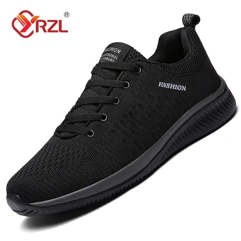 YRZL Zapatos para hombre, zapatillas deportivas ligeras para correr, zapatos clásicos transpirables, zapatos planos suaves informales en zapatillas de deporte de malla para exteriores para hombre