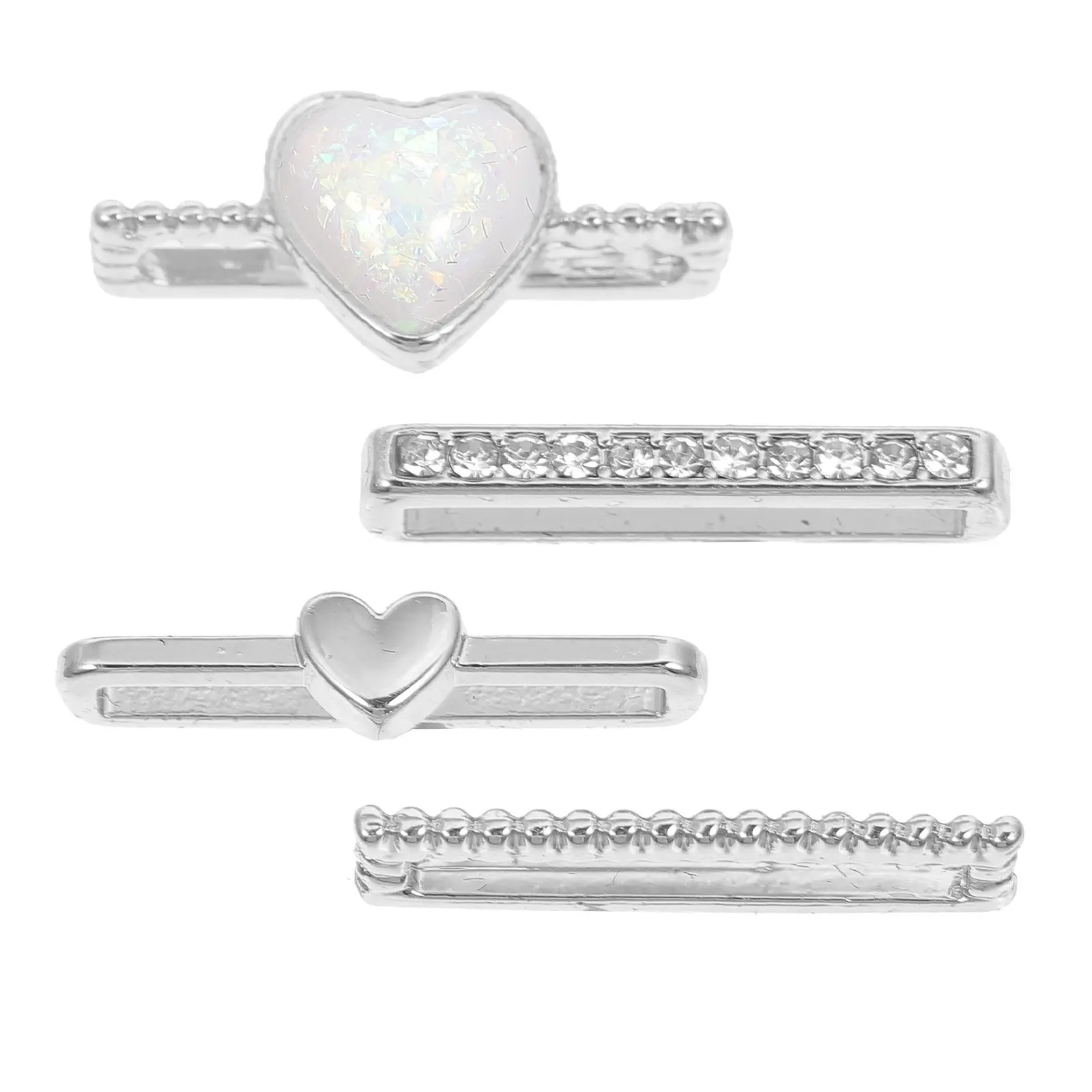 4Pcs Watchband Decorative Rings Stainless Steel Textured Watch Strap Charms Stylish Replacement Watch Band Accessories Ring