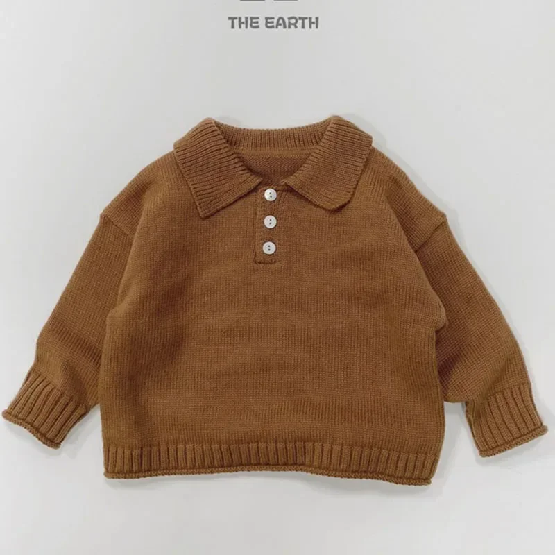 

Autumn Winter Korean Style 1-6 Yrs Kids Knitting Clothing Long Sleeved Solid Color Casual Loose Pullover Baby Boys Girls Sweater