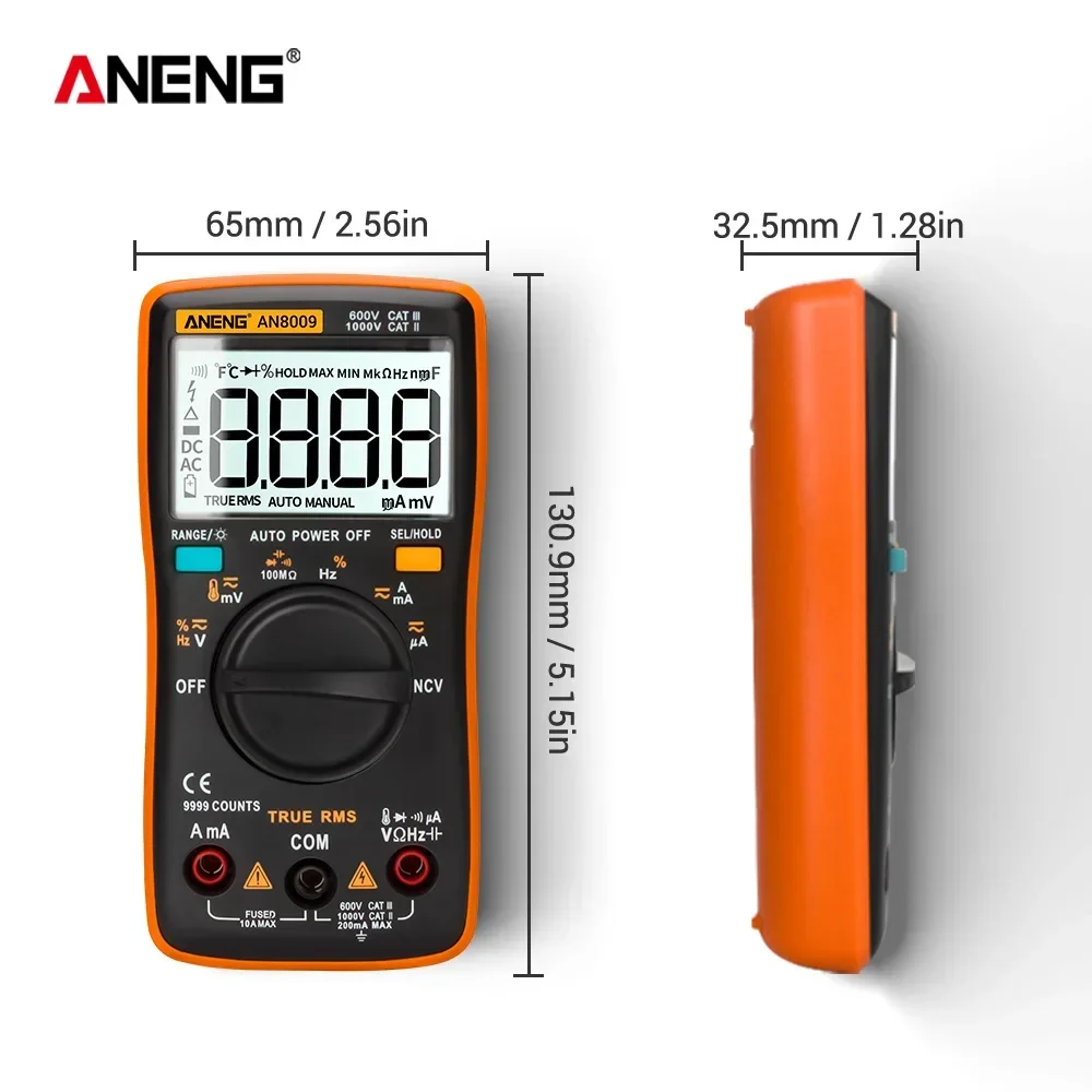 ANENG AN8009 True-RMS Digital AC/DC Multimeter Transistor Tester Professional Automotive Electrical Capacitance Meter Temp Diode