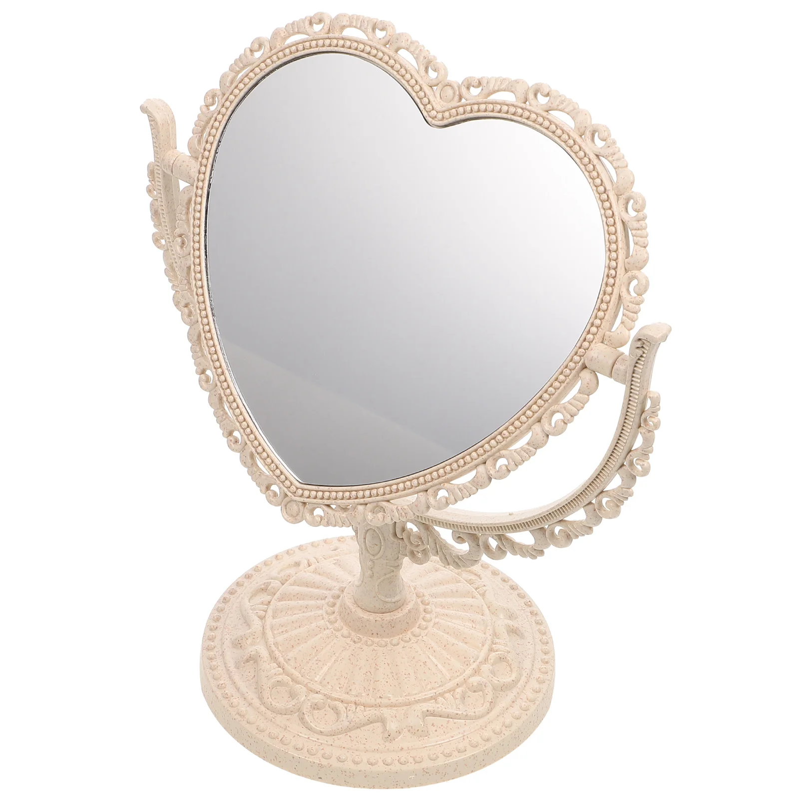 Miroir de maquillage vintage, vanité, double élasthanne, miroirs décoratifs, en forme de cœur, pour voyage