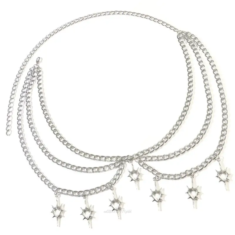 X5XA Durable Metal Gothic Waist Jewelry Featuring Thorn Heart For Alternative Enthusiasts