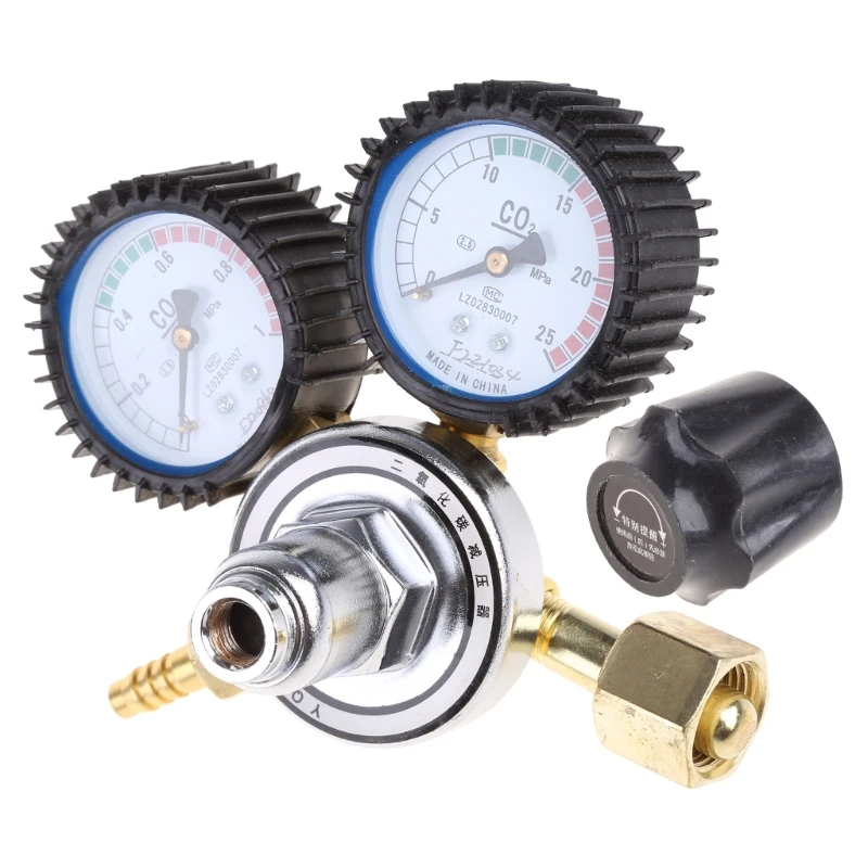 CO2 Pressure Regulator Dual Gauge CO2 Pressure Reducer Gas Bottle Welding Regulator with Regulating Valve