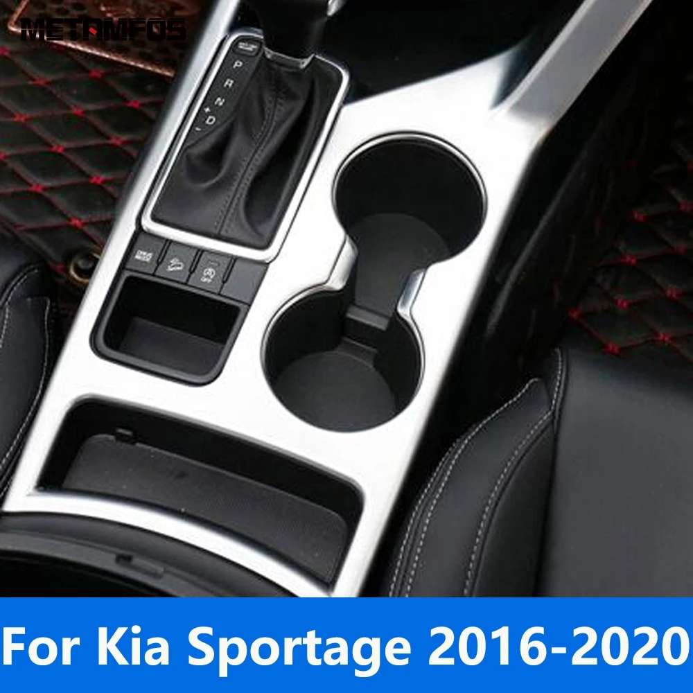 For Kia Sportage 2016 2017 2018 2019 2020 Matte Center Console Gear Shift Box Cover Trim Water Cup Holder Interior Accessories