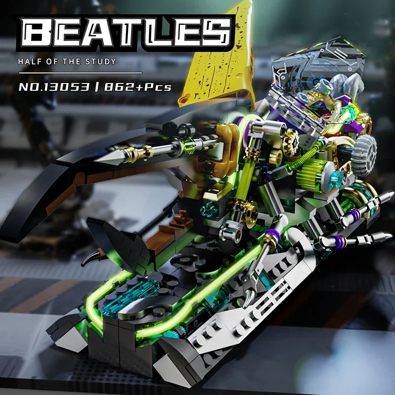 

862 шт. светящиеся строительные блоки в виде жука, шарнирные крылья, подвижная механическая модель насекомых, кирпичи-головоломки, игрушки, детские праздничные подарки