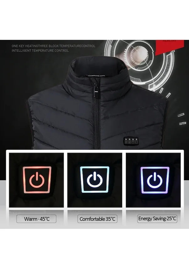 Black four-control zone 17, intelligent heating clothes, heating vest in winter, constant temperature, warm and cold-proof
