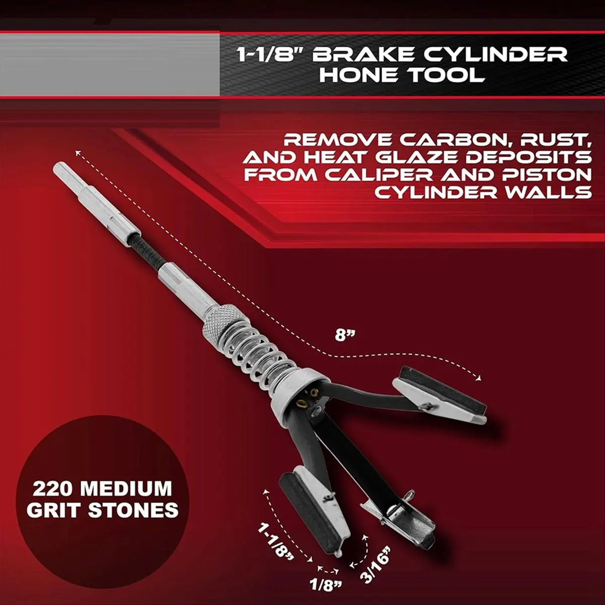 A45I 1-1/8in Small Brake Cylinder Hone Tool - Engine Cylinder Hone Deglazer 0.75-2.5in Piston Honing 3Pc Stone 220 Grit