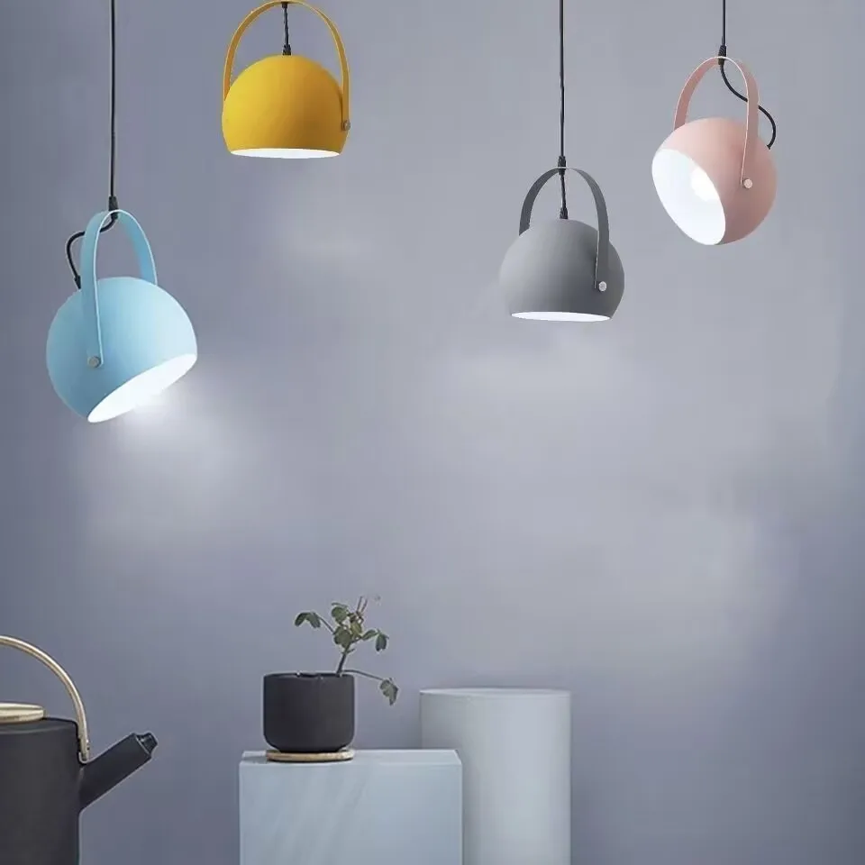 

Nordic style creative restaurant chandelier, minimalist bar counter chandelier, macaron style single head chandelier