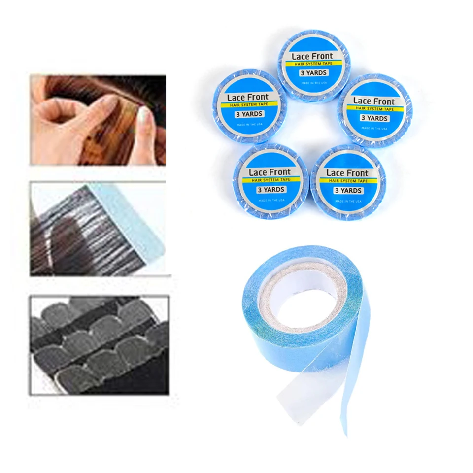 1 Roll Waterproof Skin Adhesive Ultra Thin Double Sided Tape Blue 0.8/1.0/1.27CM 36 Yards Lace Wig Glue Hair Tape