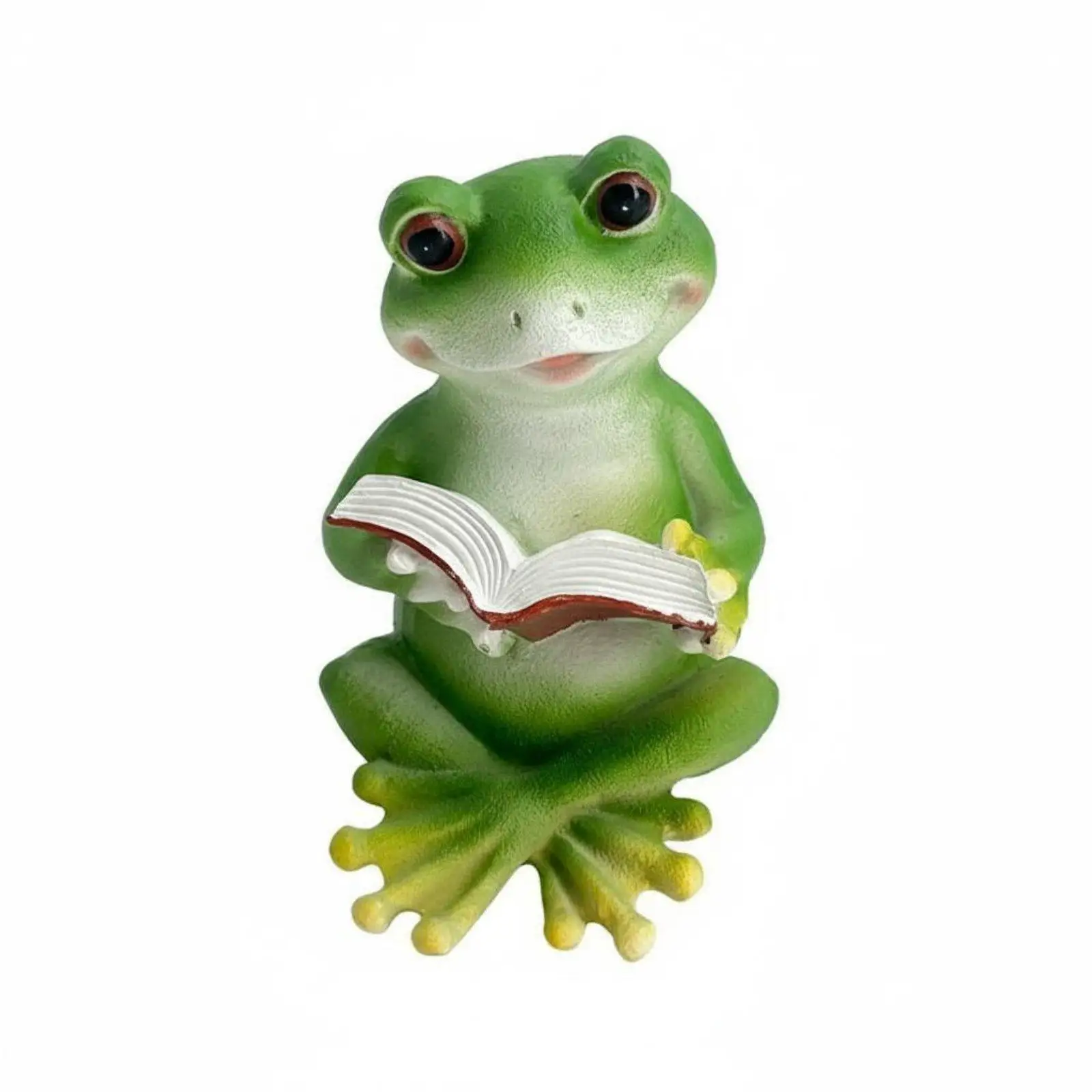 Cute Frog Reading Book Resin Statue for Garden Decoration Outdoor Animal Sculpture Weather Resistant Patio Yard Art Figurine