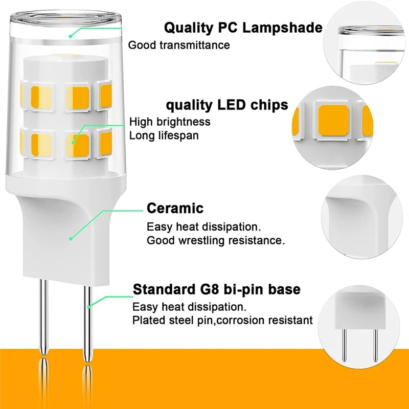 

ABCA-10Pack G8 Bulb Warn White 3000K 3W Equivalent 20W-25W Halogen Bulb For Under Cabinet Light Puck Light Bulb