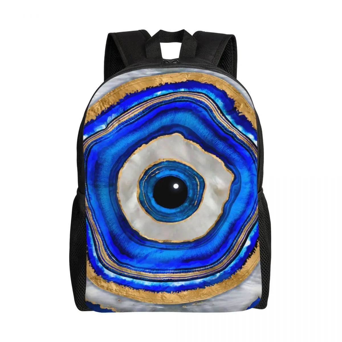 

Custom Evil Eye Watercolor Agate Backpacks for Girls Boys School College Travel Bags Men Women Bookbag Fits 15 Inch Laptop