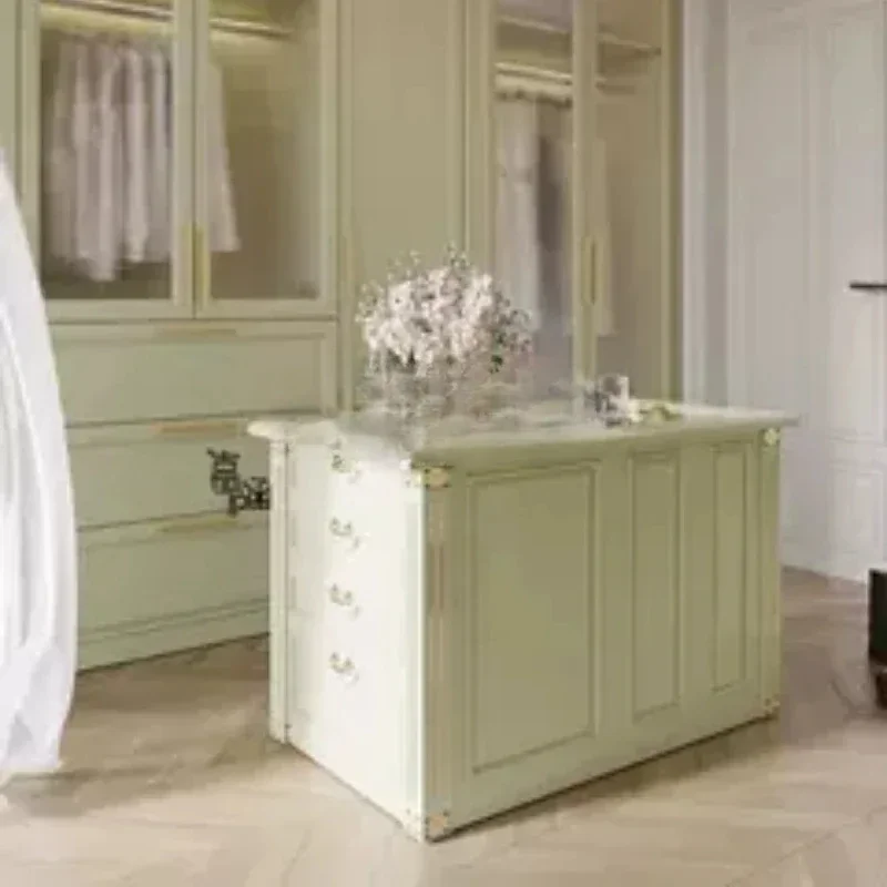 

Cream Wind Solid Wood Jewelry Display Cloakroom Multi-chest Jewelry Storage Cabinet