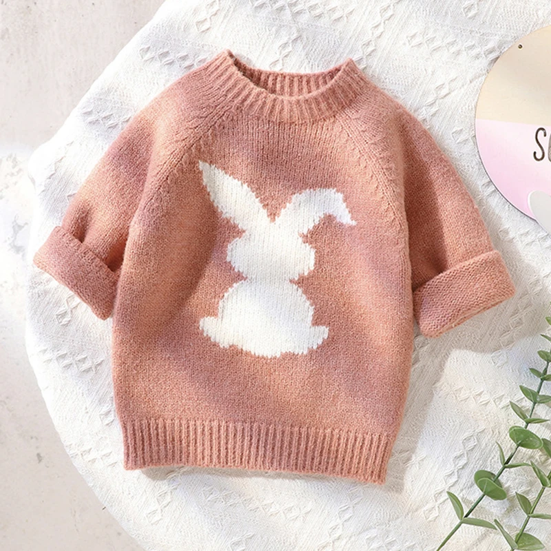 Infant Kids Baby Girls Boys Long Sleeve Cute Rabbit Pullover Sweaters Autumn Baby Girl Boy Children\'s Clothes Knit Sweaters