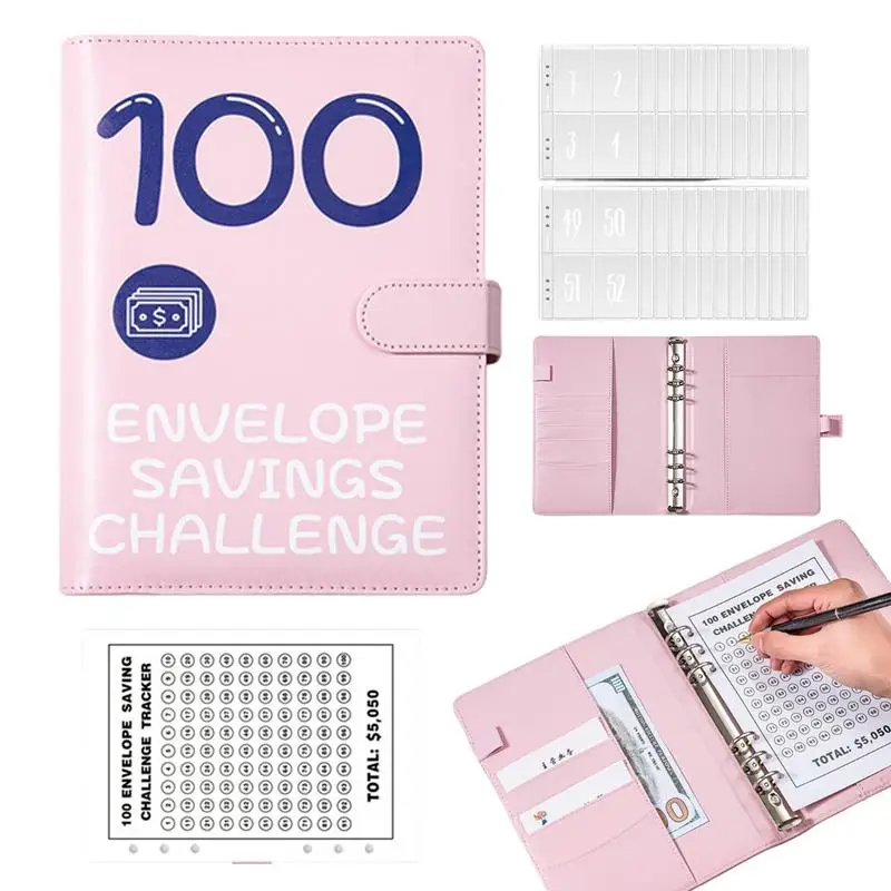 100 Envelope Savings Challenge Cash Envelope Binder Money Binder Organizer Waterproof Envelopes Binder Portable Binder Savings