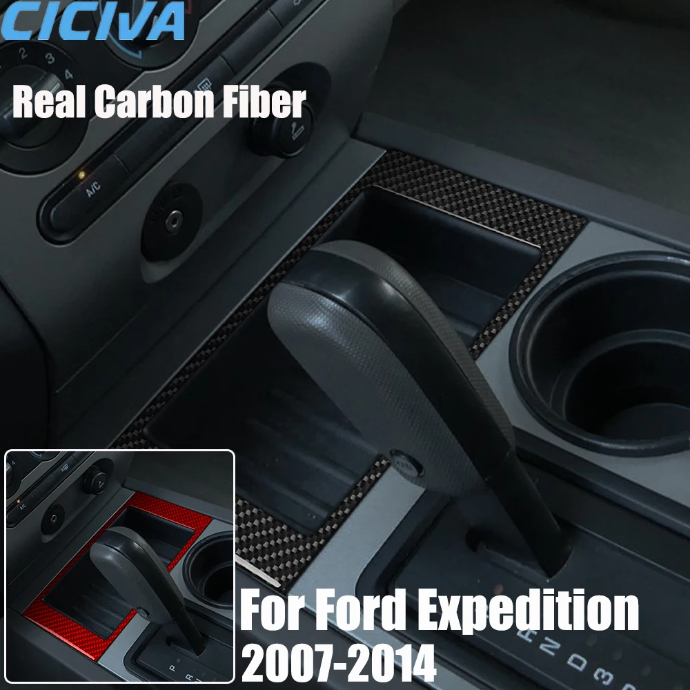 

Real Carbon Fiber Car Accessories Center Console Storage Trim Cover Soft Sticker For Ford Expedition 2007 08 09 10 11 12 13 2014