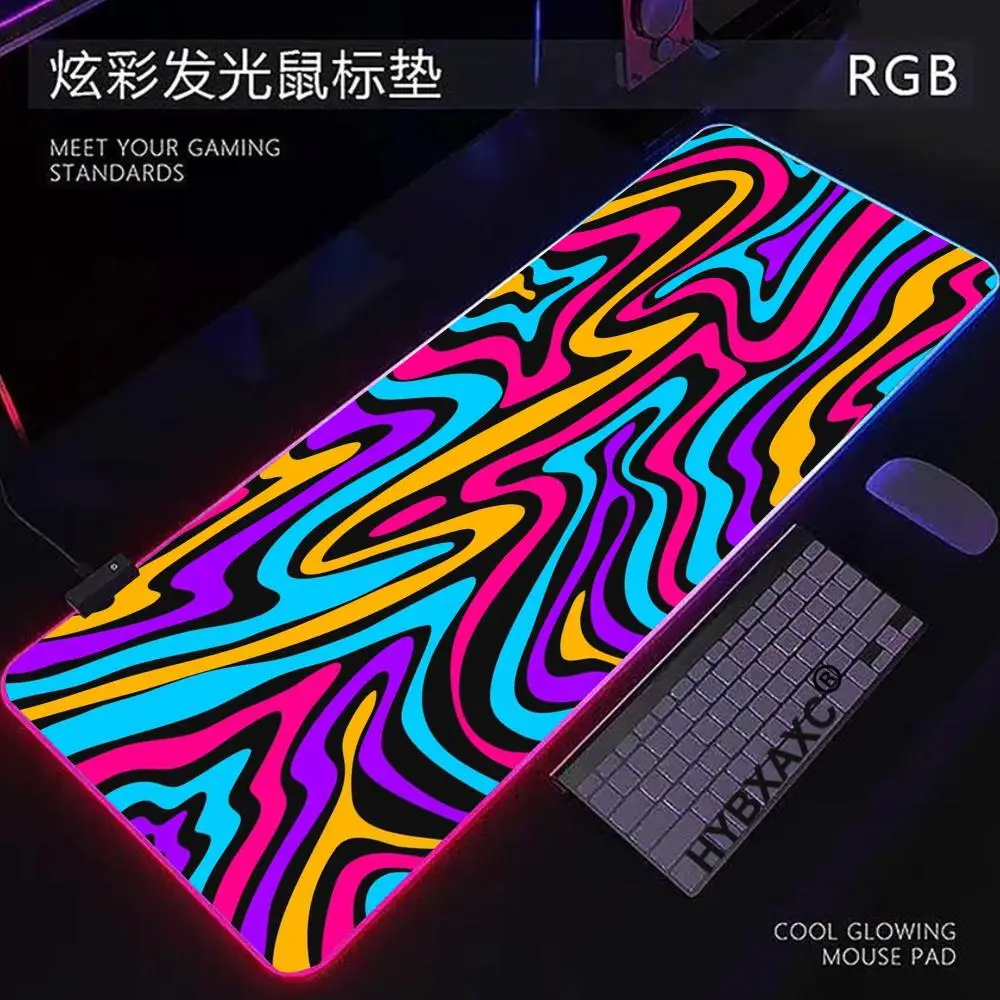 

HD Colorful Watercolor Black White Zebra Pattern RGB Large Mouse Pad Computer Laptop Non-slip Office Keyboard Desk Mat Mousepad