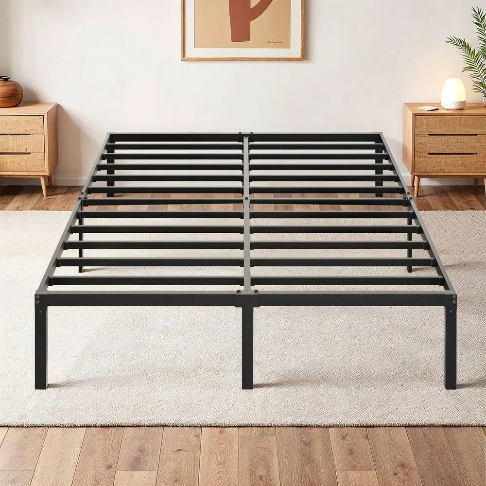 

Каркас кровати Twin Full Queen King Size, черный, металлическая платформа 14 дюймов с усиленной стальной решеткой, место для хранения под кроватью