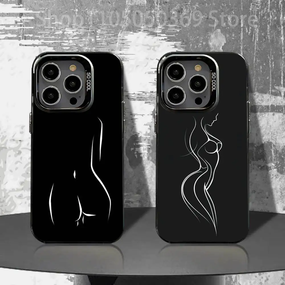 

Sexy Body Woman Art Phone Case For iPhone 16,15,14,13,12,11,Pro,XS,Max,Plus,Mini,SE4,E Black Matte Shockproof Cover