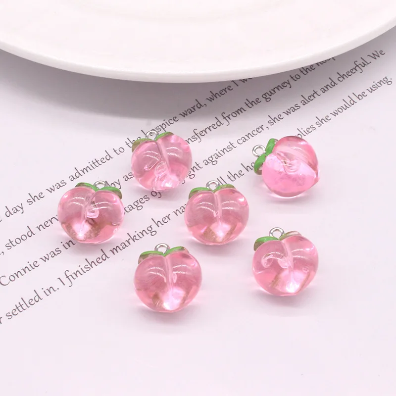 10 sztuk imitacja Friut Charms żywica różowa brzoskwinia wisiorki do tworzenia biżuterii kolczyki brelok naszyjnik DIY Cratfs ustalenia — zdjęcie 6