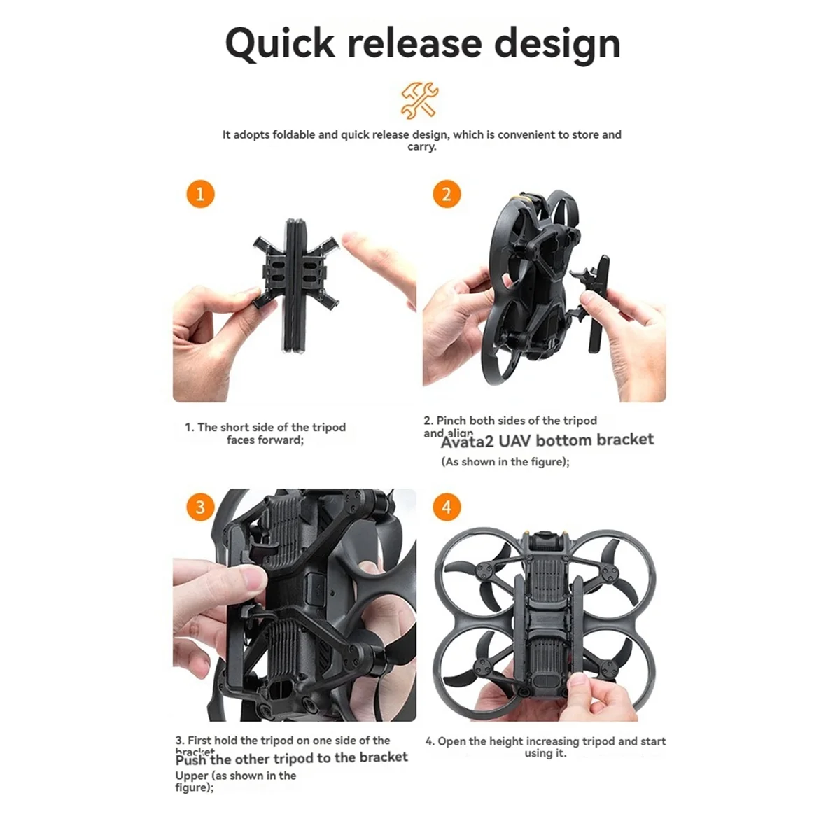 STARTRC Landing Gear for DJI Avata 2 Heightened 22MM Ground Clearance Safe Landing Preventing Falls Impact Damage