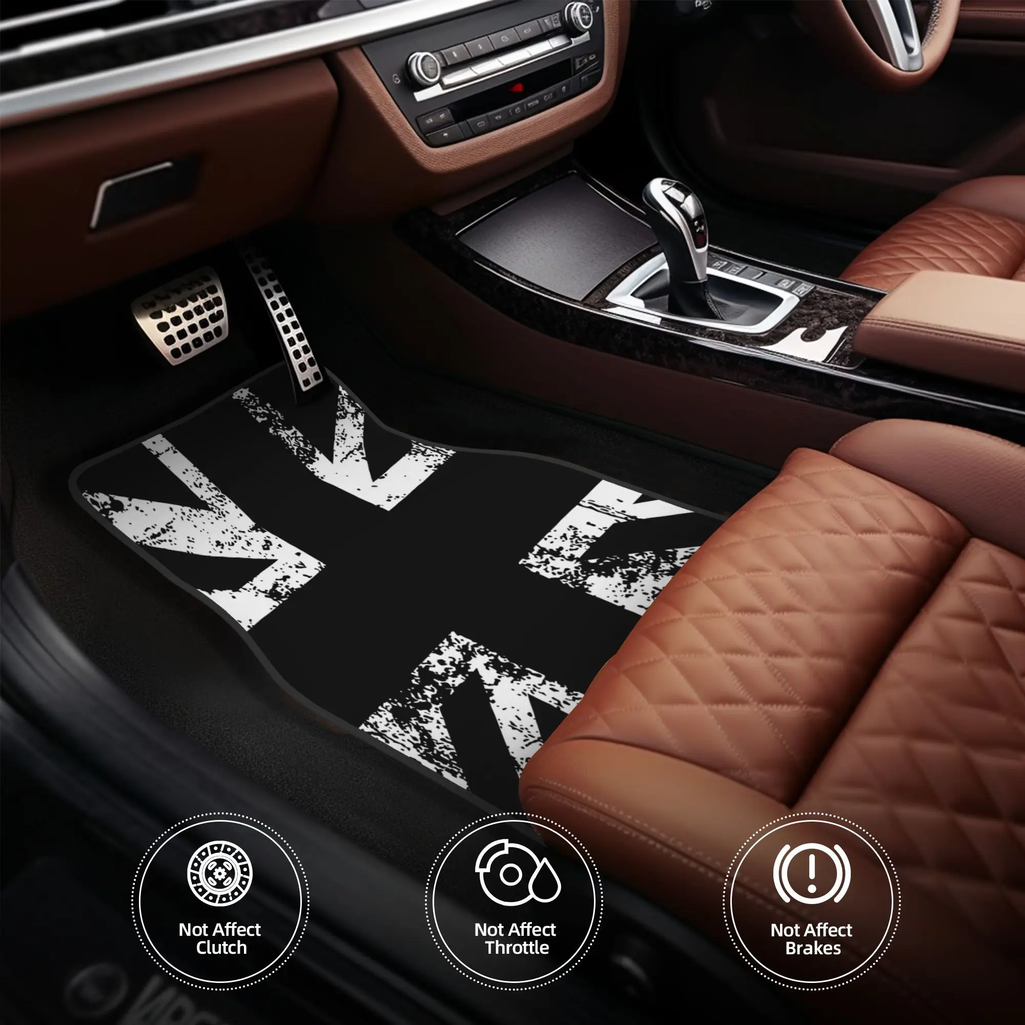 4pcs UK Flag Car Floor Mats - British Union Jack Design, Non-Slip Backing, Full Coverage Front & Rear Seats, All-Weather Protect