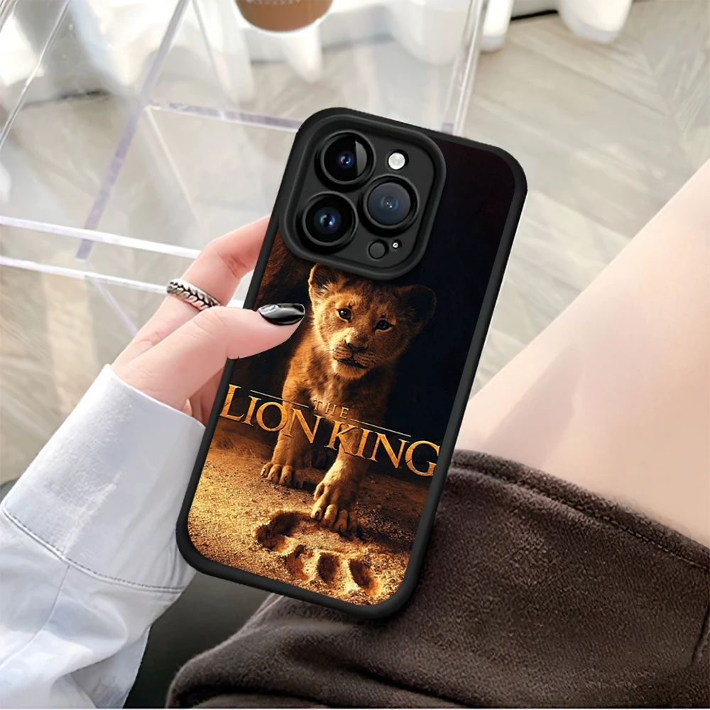 MINISO Mufasa The Lion King For iPhone 16 15 14 13 12 11 Pro Max Plus Lens Protective Shockproof Silicone Black Soft Back Cover