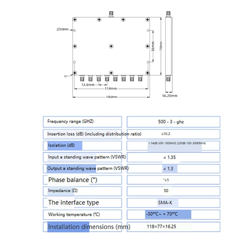 

Y22A 1PCS 8 Way SMA Power Splitter 500Mhz-3000MHz,SMA Female Power Divider Signal Cable Splitter Female Divider Distributor