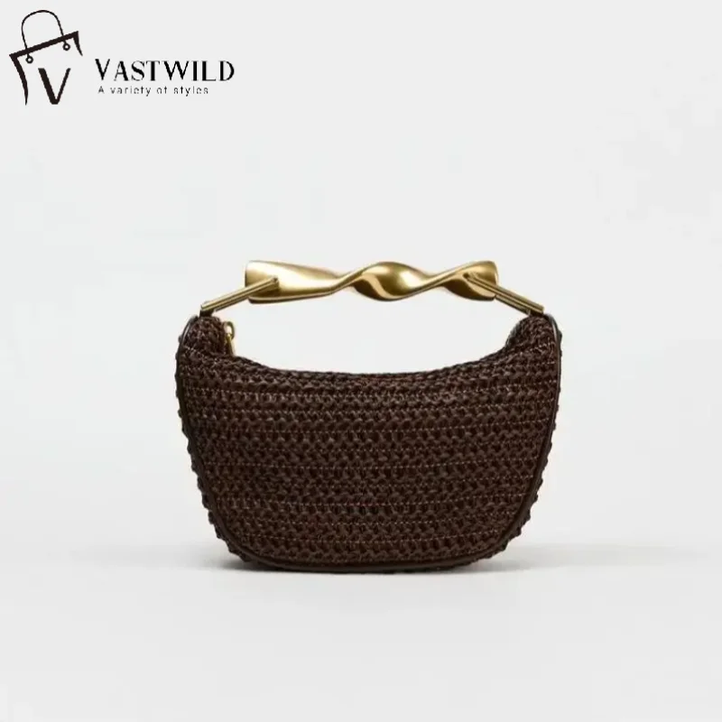 

Summer Half-Moon Beach Straw Shoulder Bags Women's Straw Bucket Bag Purse Woven Straw Handbags Casual Tote Crossbody Bag