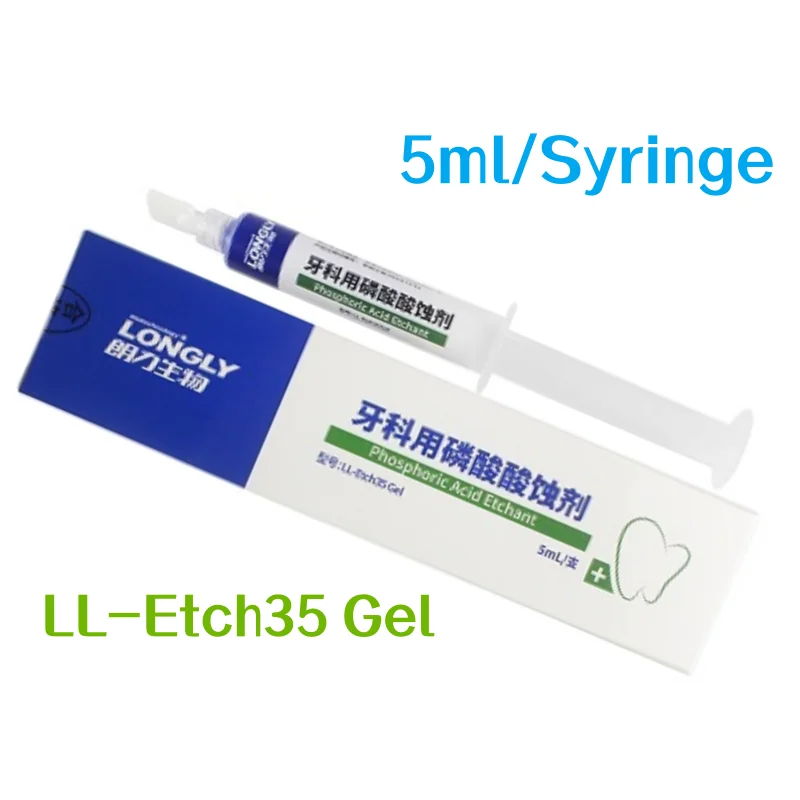 

5ml/Syringe LONGLY Dental 35% Phosphoric Acid Etch Gel for Porcelain Brackets Bonding Teeth Whitening Orthodontic