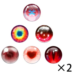 12pcs Blyth BJD Eye Red Heart Pattern Eyes Anime Doll Glass Eyes Cabochons Round 6pairs Eye Toys DIY Jewelry Accessory