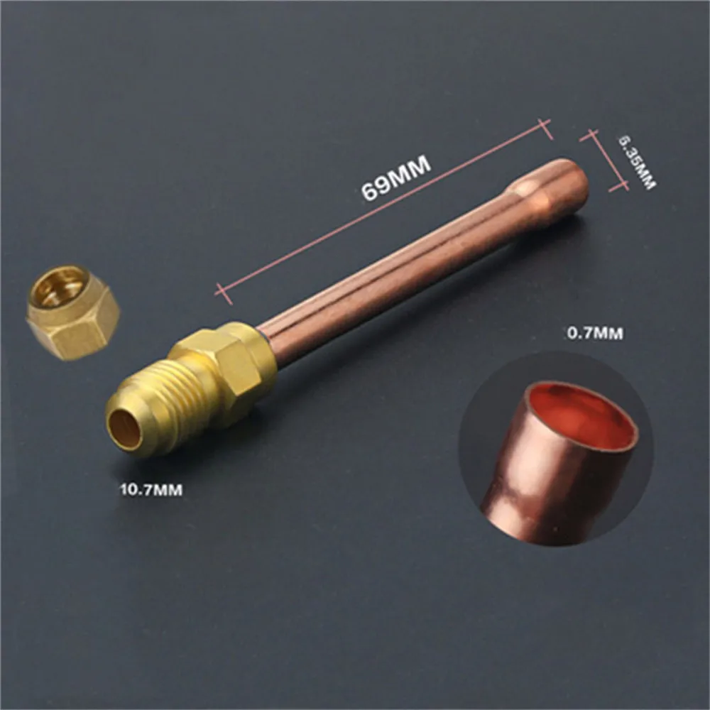 1/4 3/8 1/2 Pure Copper Tube Connetor Thickened Joint Pipe 6 10 12 Welding Head Air Conditioner Repair Parts