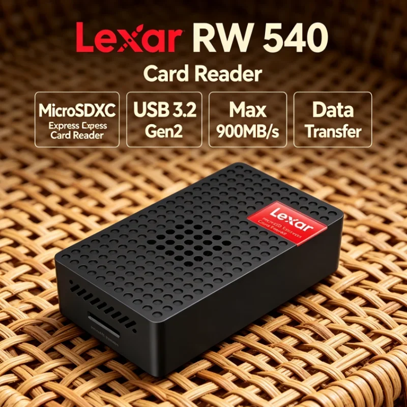 Lexar RW540 Max 900MB/s MicroSDXC Express Card Reader PLAY PRO MicroSD Card Reader Built-in Fan for Video Transfer