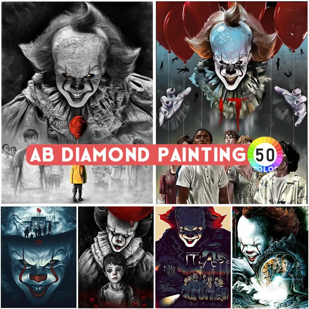 AB Drill Diamond Painting Kits Mosaic Jorker Full Drill Horror Moive Diamond Embroidery Rhinestone Art Home Decor