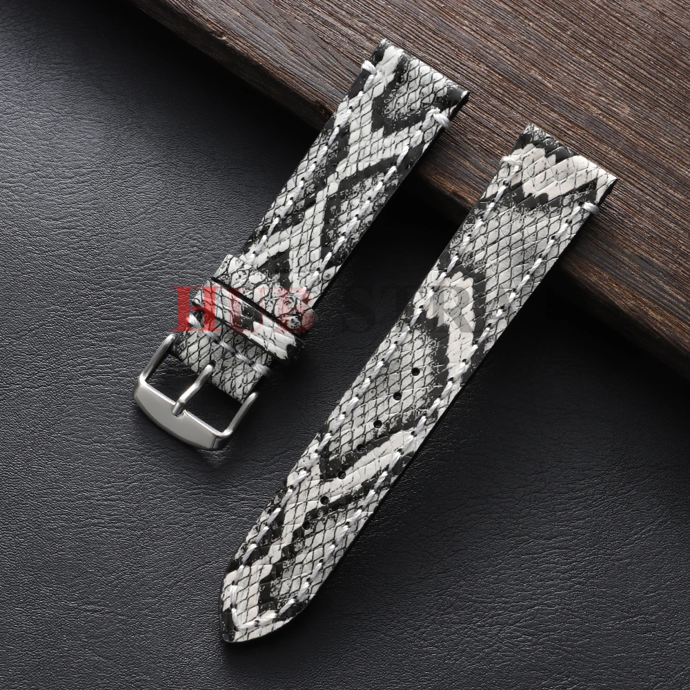 18/19/20/21/22/23/24mm Geprägtes Schlangen- und Haifischhautmuster Handgefertigtes Leder-Uhrenarmband Vintage Rindsleder Herren-Armband – Detail 13