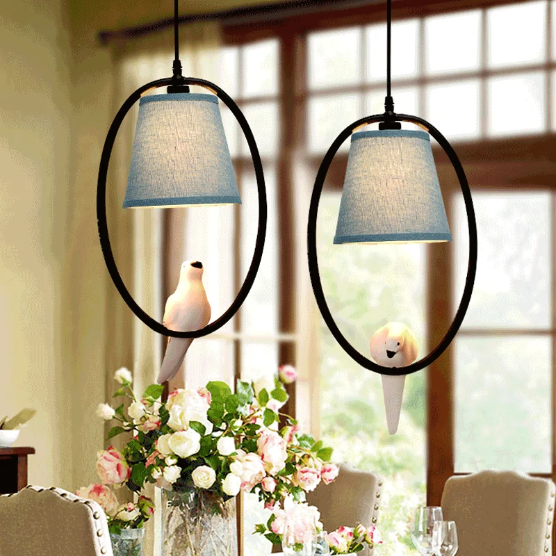 American Country Bird Pendant Lights Pastoral Hanging Lamp Mediterranean Nordic Restaurant Light Fixtures Indoor Decor Lighting
