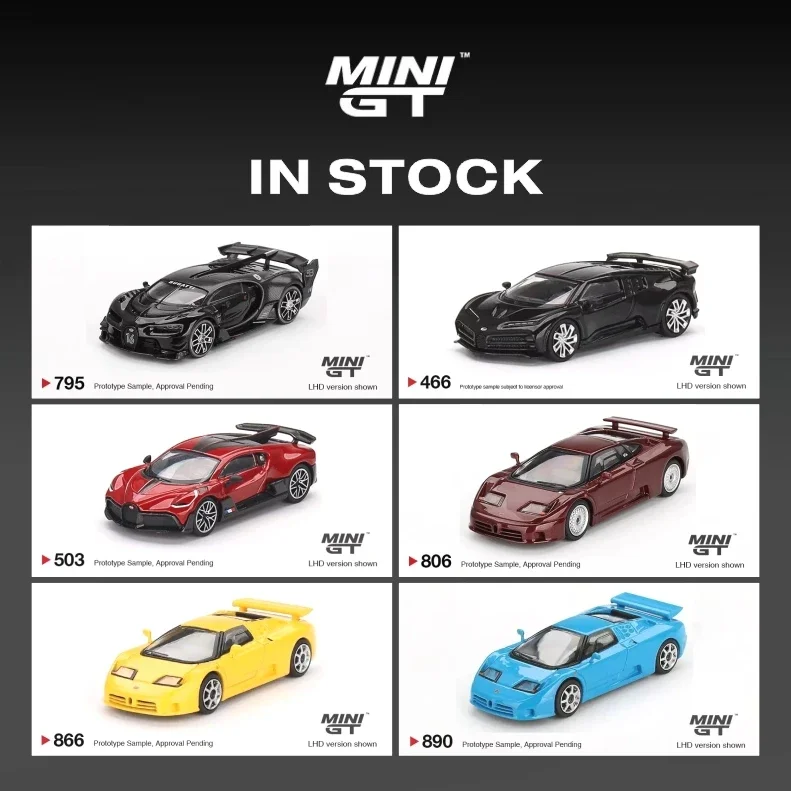 

MINIGT 1:64 Bugatti VGT Chiron Divo Centodieci EB110 GT Модель автомобиля Игрушки Темный литой под давлением