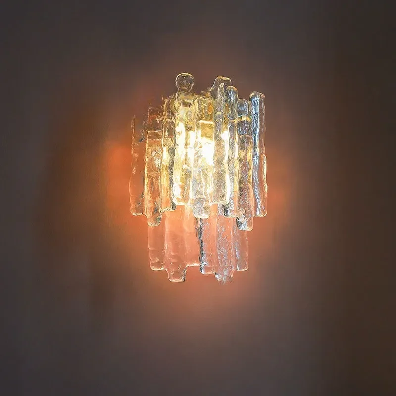 Vintage French Style Wall Lamp Luxury Hotel Corridor Staircase Lighting Medieval Ice Glass Sconce for Living Room Bedroom
