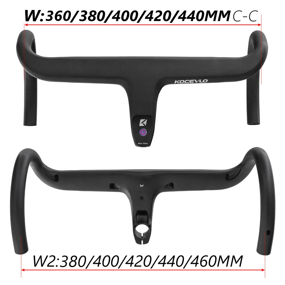 Road Bike Carbon Handlebar Integrated Route Aero Road Handlebar Bicycle Steering Wheel Drop Handle Bar 360/380/400/420/440mm