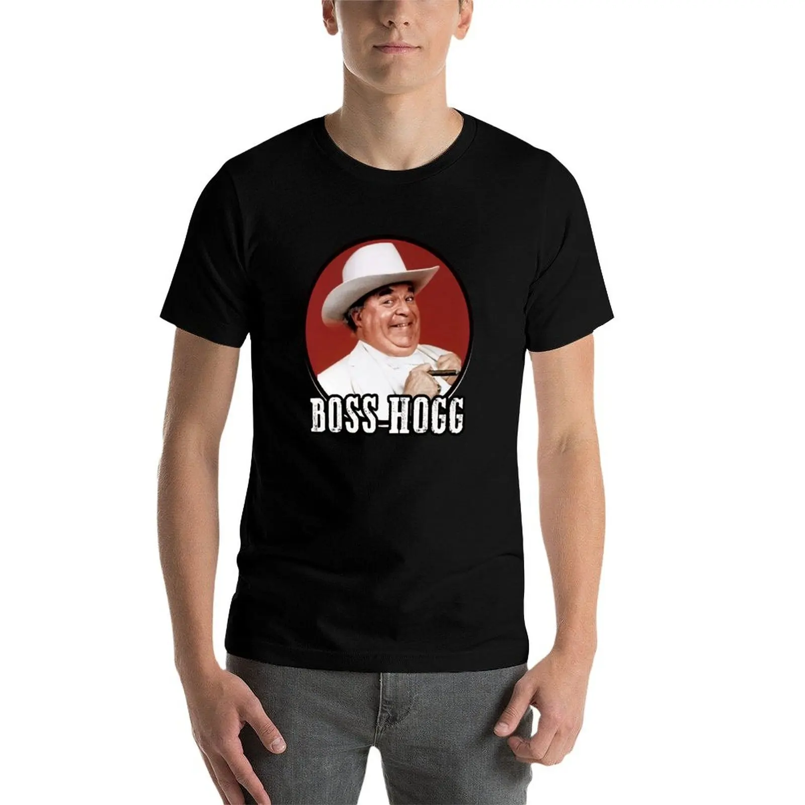 تي شيرت Boss Hogg من Dukes Of Hazzard تي شيرت رجالي من القطن الثقيل تي شيرت مضحك فكاهة داكنة