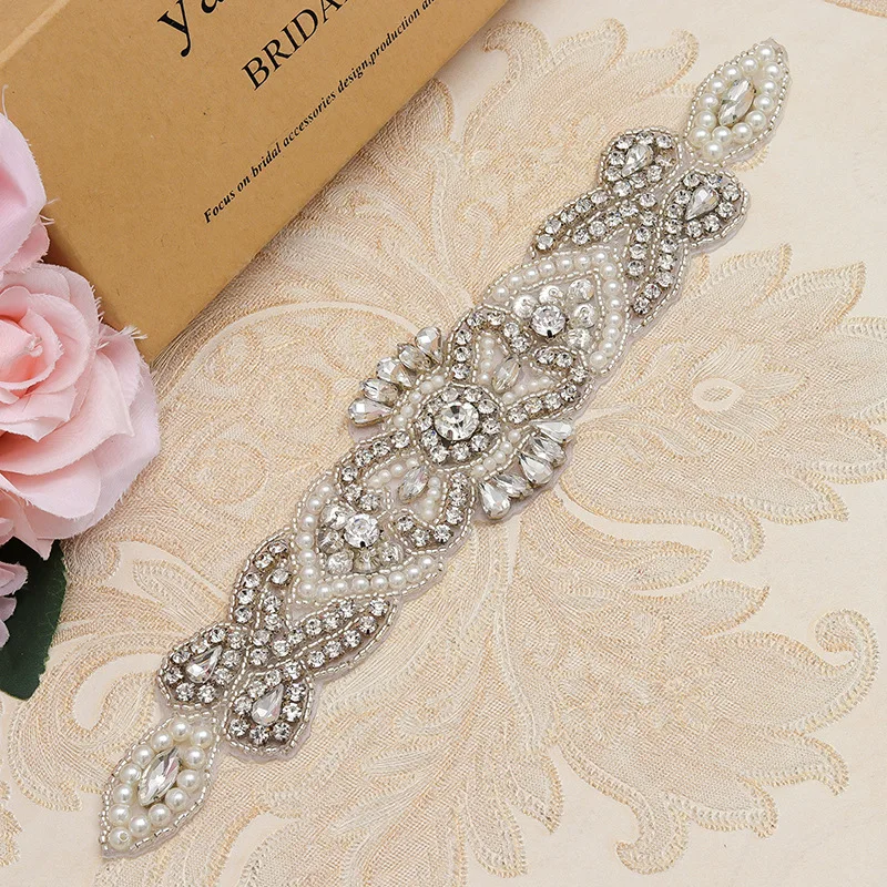 

Shimmering Rhinestone Waist Cincher for Wedding Dress, Hand-Embellished Bridal Belt Accessories & Dress Embellishments