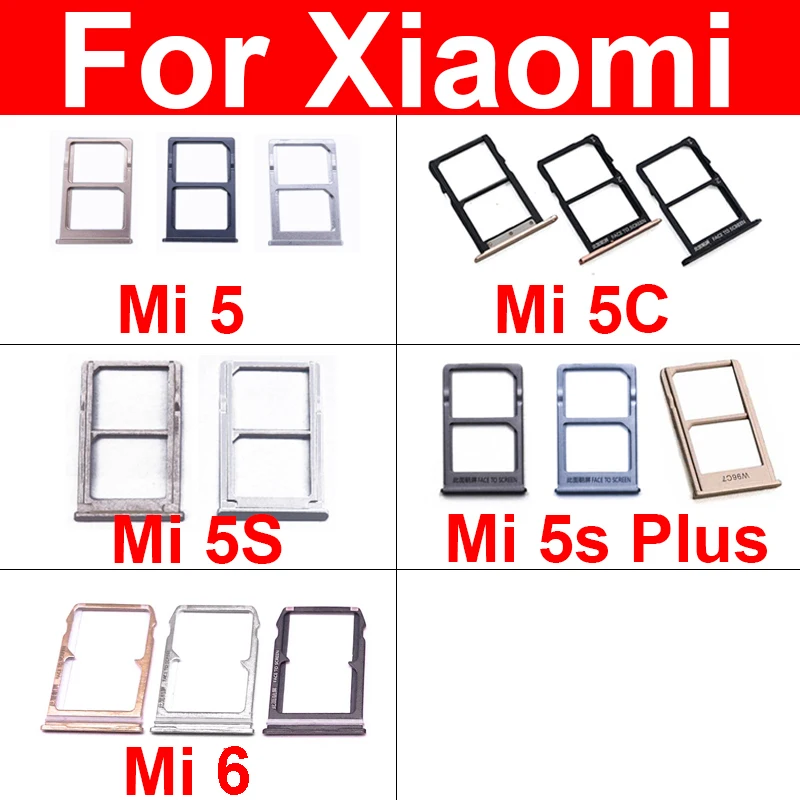 SIM Card Tray Holder For Xiaomi Mi 6 5 5C 5S Plus Sim Reader Card Slot Socket Adapters Cell Phone Replacement Repair Parts