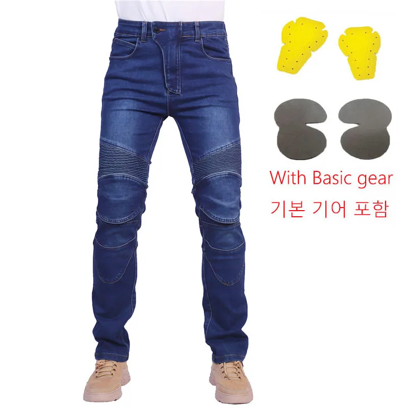 Men's Motorcycle Riding Jeans Motocross Pants with Protective Belt License Test Gear Option Driver Pantalon Motos