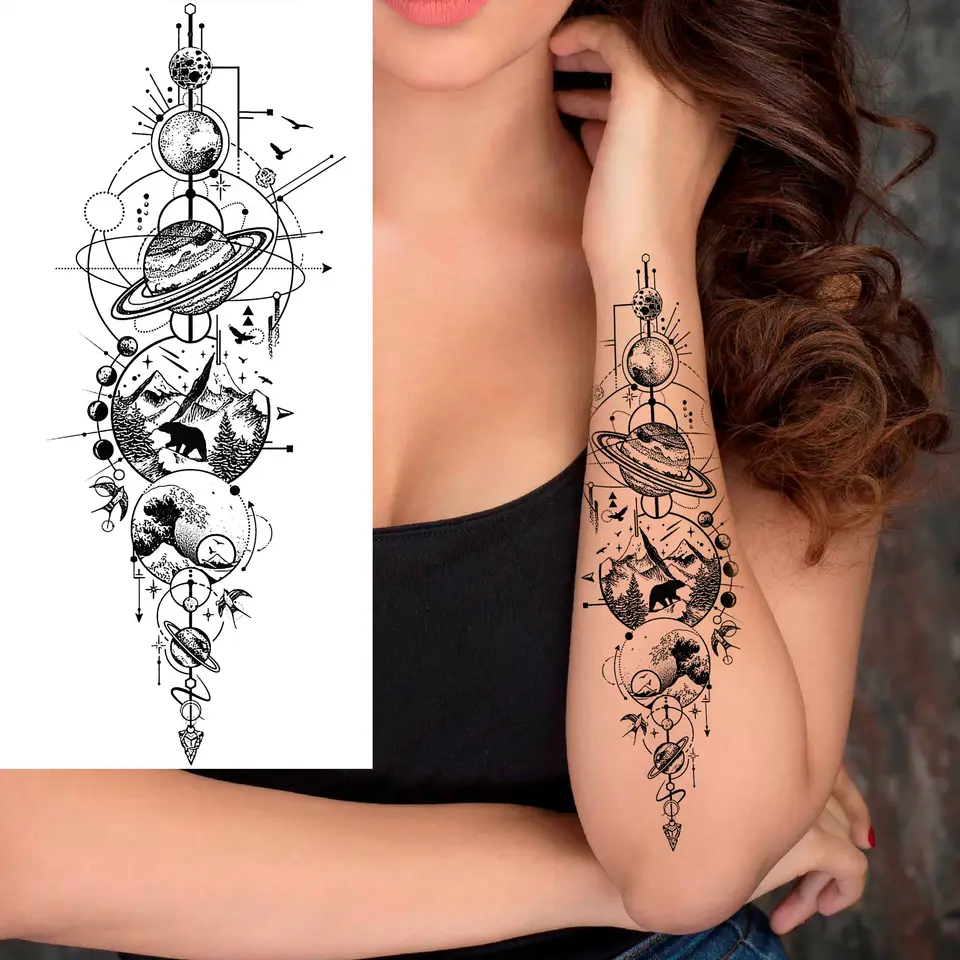 1 Sheet Bless Belief Faith Engraved Temporary Tattoos Family Love Tatoos Waterproof Realistic Fake Tattoo Stickers Long Lasting, image 17