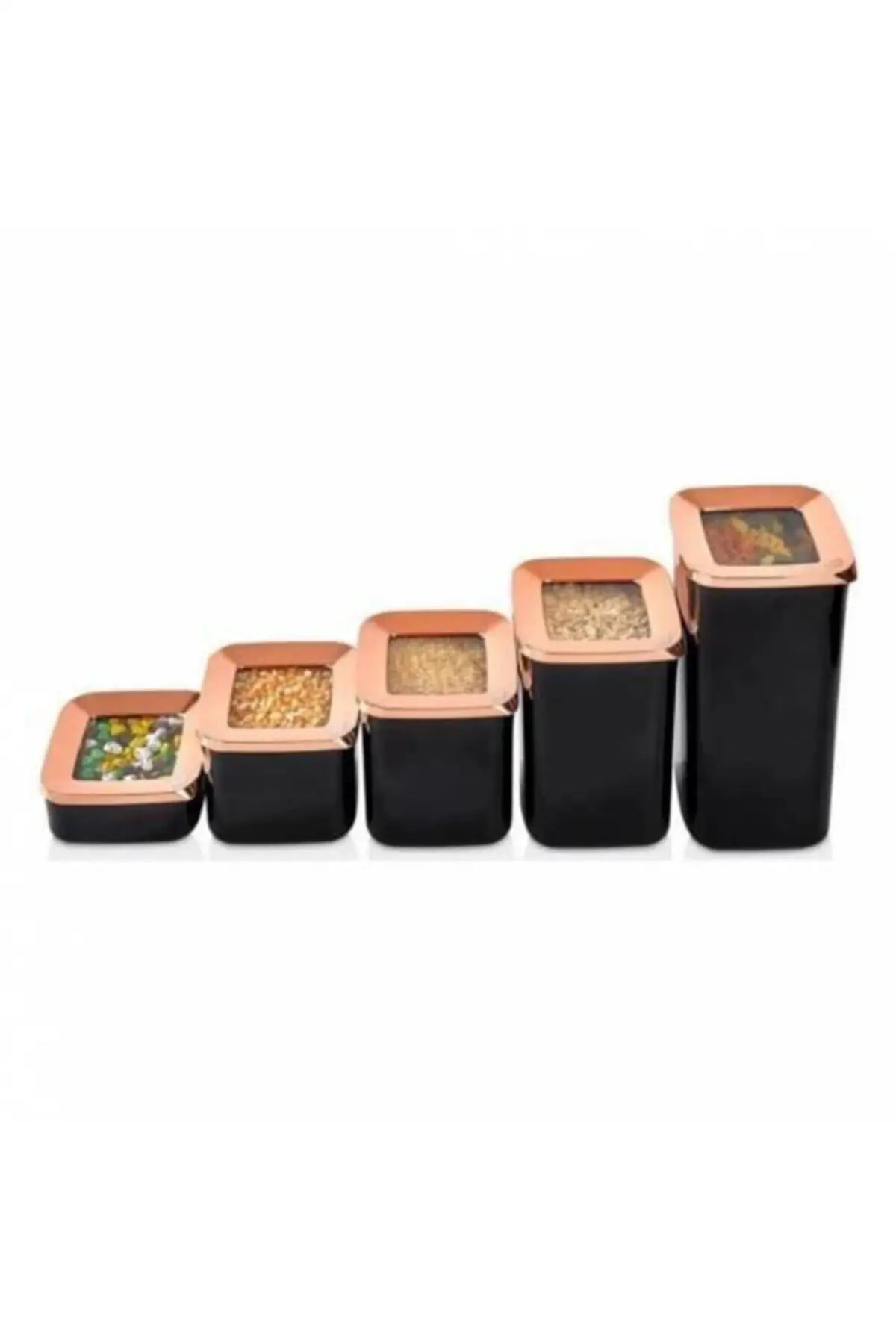 Square Storage box Black Copper 5li 1700 ml + 1200 ml + 900 ml + 700 ml + 250 ml