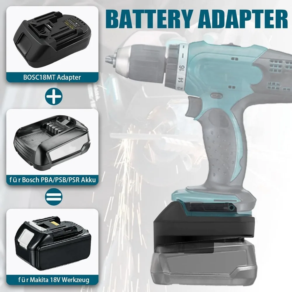 Per Bosch a Makita Adattatore Batteria per Bosch 18V PBA Convertitore Batteria a Makita 18V Utensile Elettrico