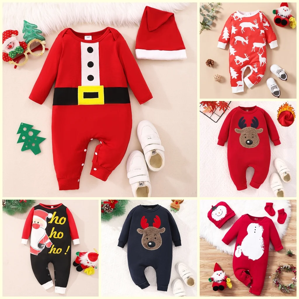 

2023 Christmas Clothes Baby Romper Boy and Girl Long Sleeve Newborn Baby Clothing Set Christmas Baby Jumpsuit Cute Baby Badysuit