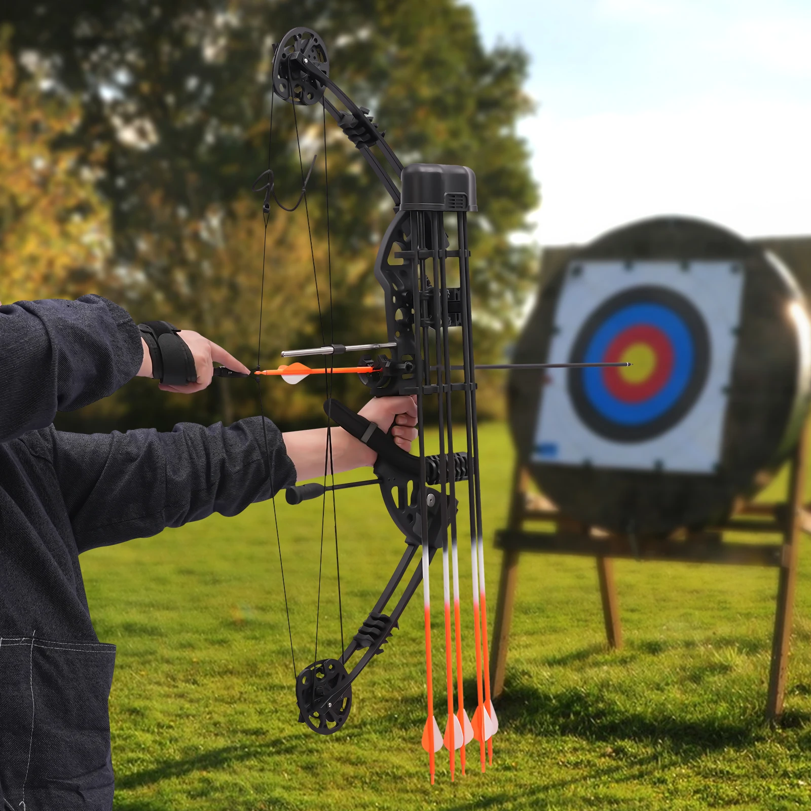 Compound Bow Kit 30-60lbs, Includes 12 Arrows, 10 Target Faces, Accessories