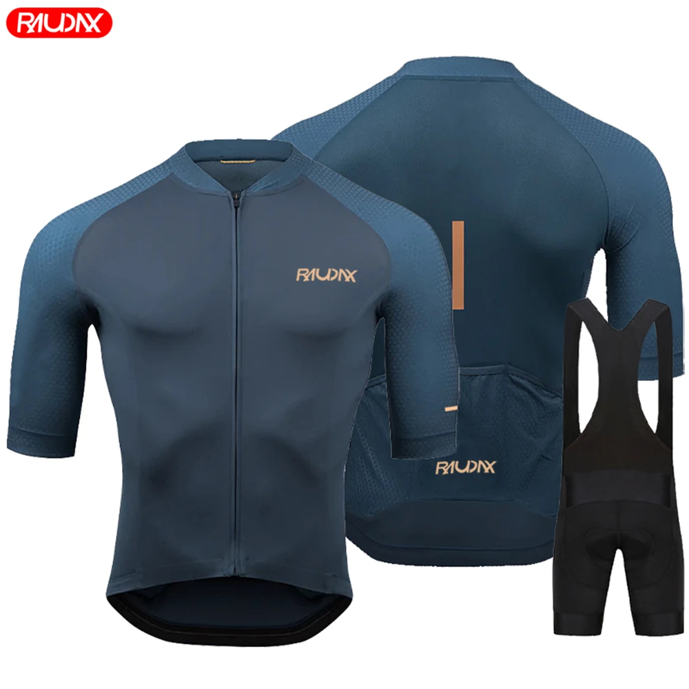 New Raudax 2023 Men Summer Short Sleeve Cycling Jersey Set MTB Maillot Ropa Ciclismo Bicycle Wear Breathable Cycling Clothing